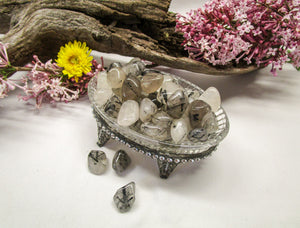 Black Tourmaline in Quartz Tumbled - Exotic-Expressions.net
